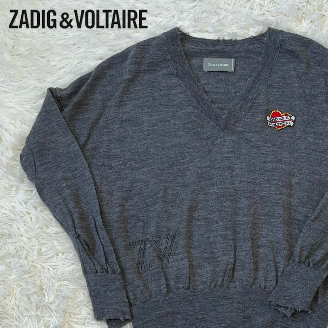 Zadig&Voltaire(ザディグエヴォルテール)のzadig ザディグ&エヴォルテール　ダメージ加工　メリノ　ニット　セーター. レディースのトップス(ニット/セーター)の商品写真