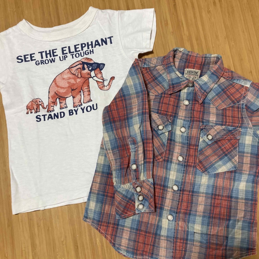 DENIM DUNGAREE(デニムダンガリー)のウエスタンシャツ&Tシャツセット キッズ/ベビー/マタニティのキッズ服男の子用(90cm~)(Tシャツ/カットソー)の商品写真