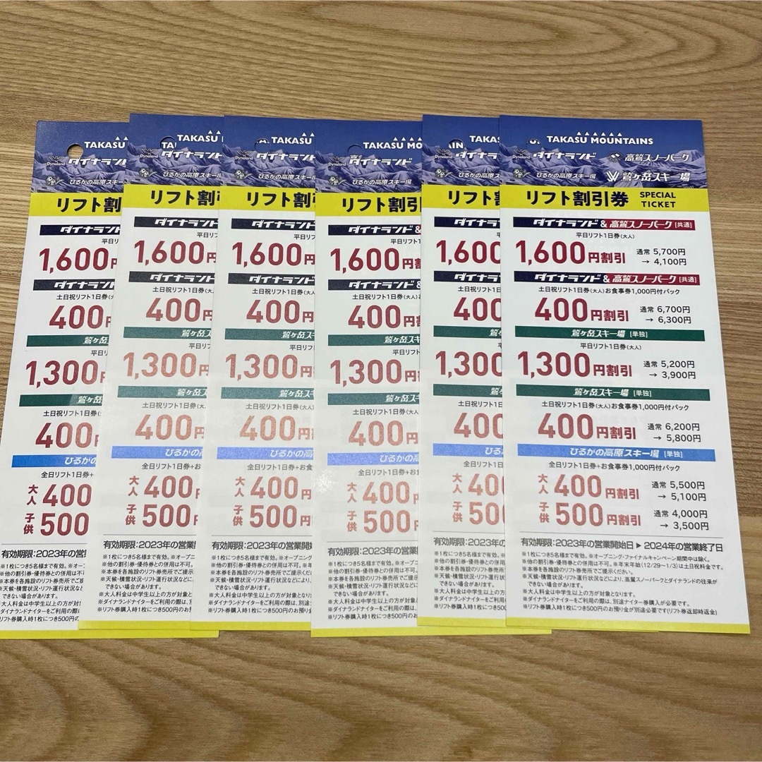 リフト　ダイナランド　高鷲　鷲ヶ岳　ひるがの高原 チケットの施設利用券(スキー場)の商品写真