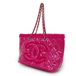 シャネル(CHANEL)の【4eb1920】シャネル トートバッグ/マトラッセ/チェーンショルダー/ツイード/ビニール/ピンク/シルバー金具(トートバッグ)