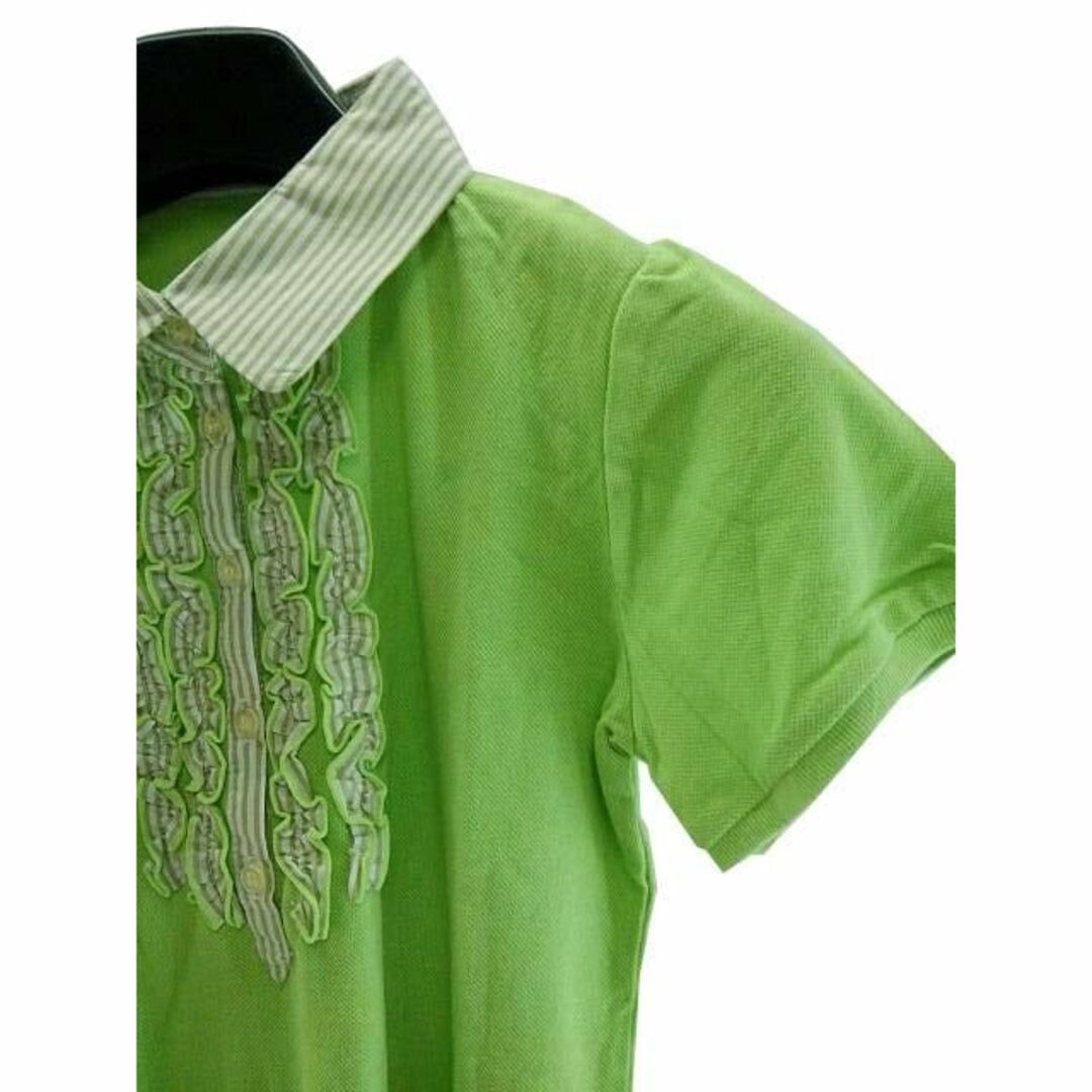 SS0628◇ 新品 フリルメッシュ ポロシャツ レギュラー襟 半袖 Mサイズ レディースのトップス(ポロシャツ)の商品写真