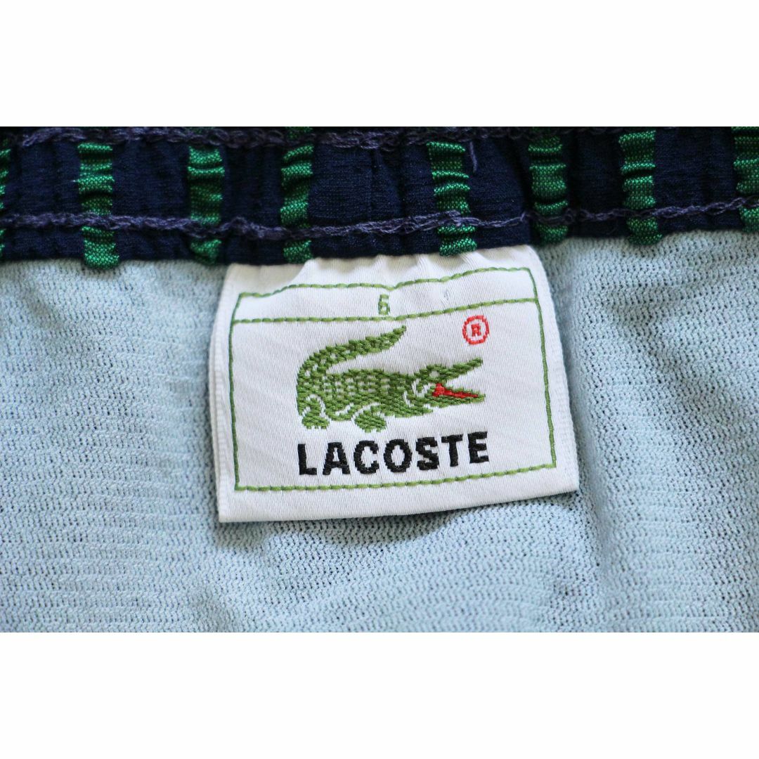 LACOSTE(ラコステ)の80s LACOSTE ラコステ ストライプ ストレッチ ショートパンツ 紺×緑 6★ショーツ オールド ビンテージ ユーロ フレンチ シアサッカー メンズのパンツ(ショートパンツ)の商品写真