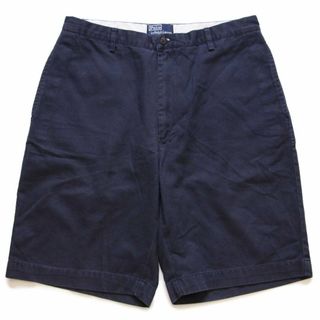 ポロラルフローレン(POLO RALPH LAUREN)の90s ポルトガル製 ポロ ラルフローレン コットン チノ ショートパンツ 紺 33★ショーツ オールド ビンテージ ユーロ クラシック(ショートパンツ)