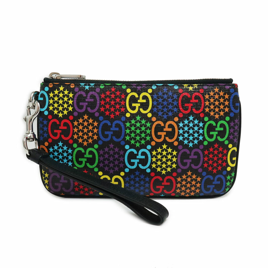 GUCCI - グッチ GGサイケデリック ポーチ PVC レザー ストラップ付き マルチカラー ブラック 黒 シルバー金具 603734 GUCCI（新品・未使用品）