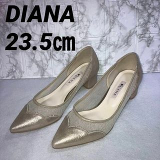 美品 DIANA ダイアナ　リボンパンプス ポインテッドトゥ ブラック 23.5