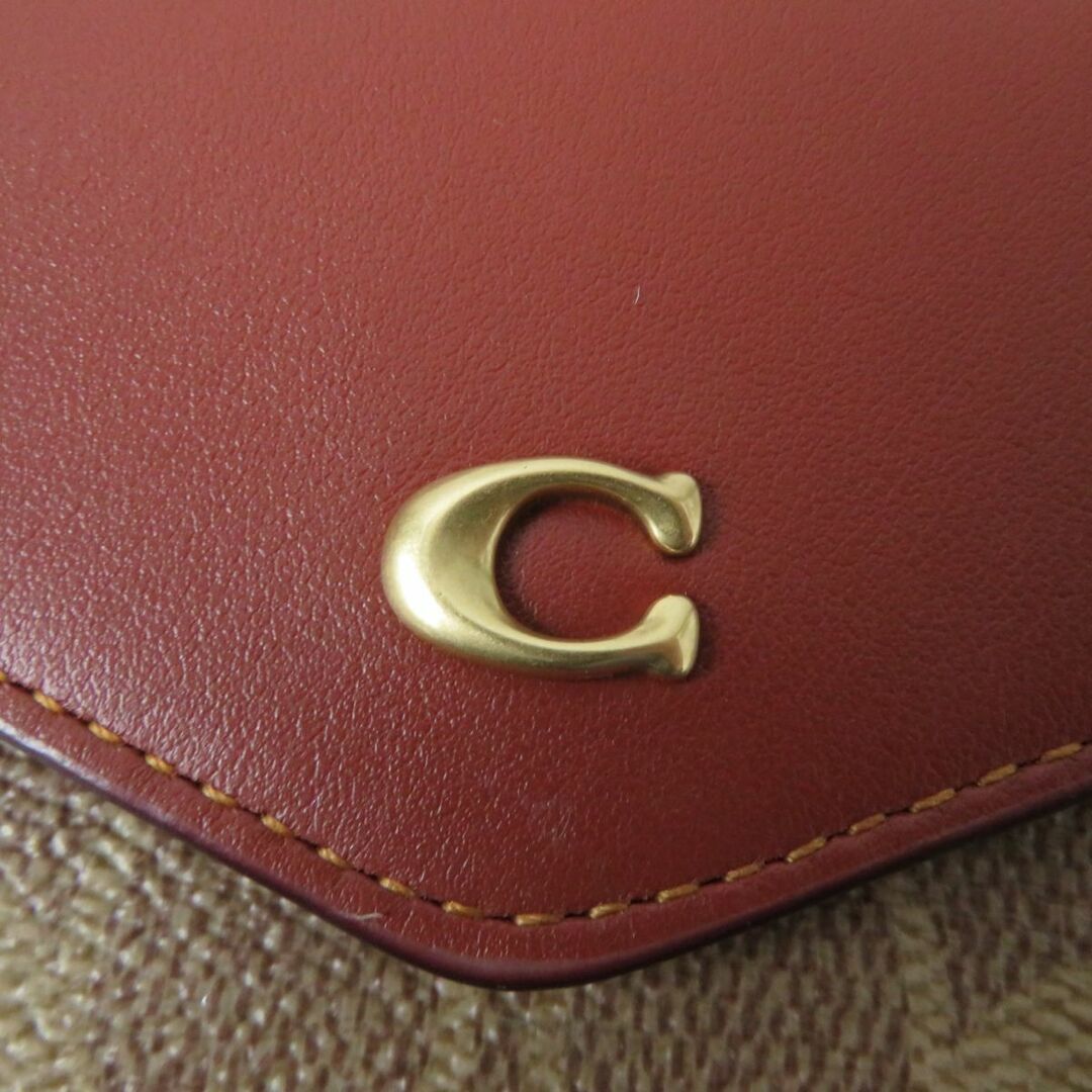 未使用品☆COACH コーチ C2329 ウィン スモール ウォレット カラーブロック シグネチャーキャンバス コンパクトウォレット/財布 ブラウン約115cm小銭入れ