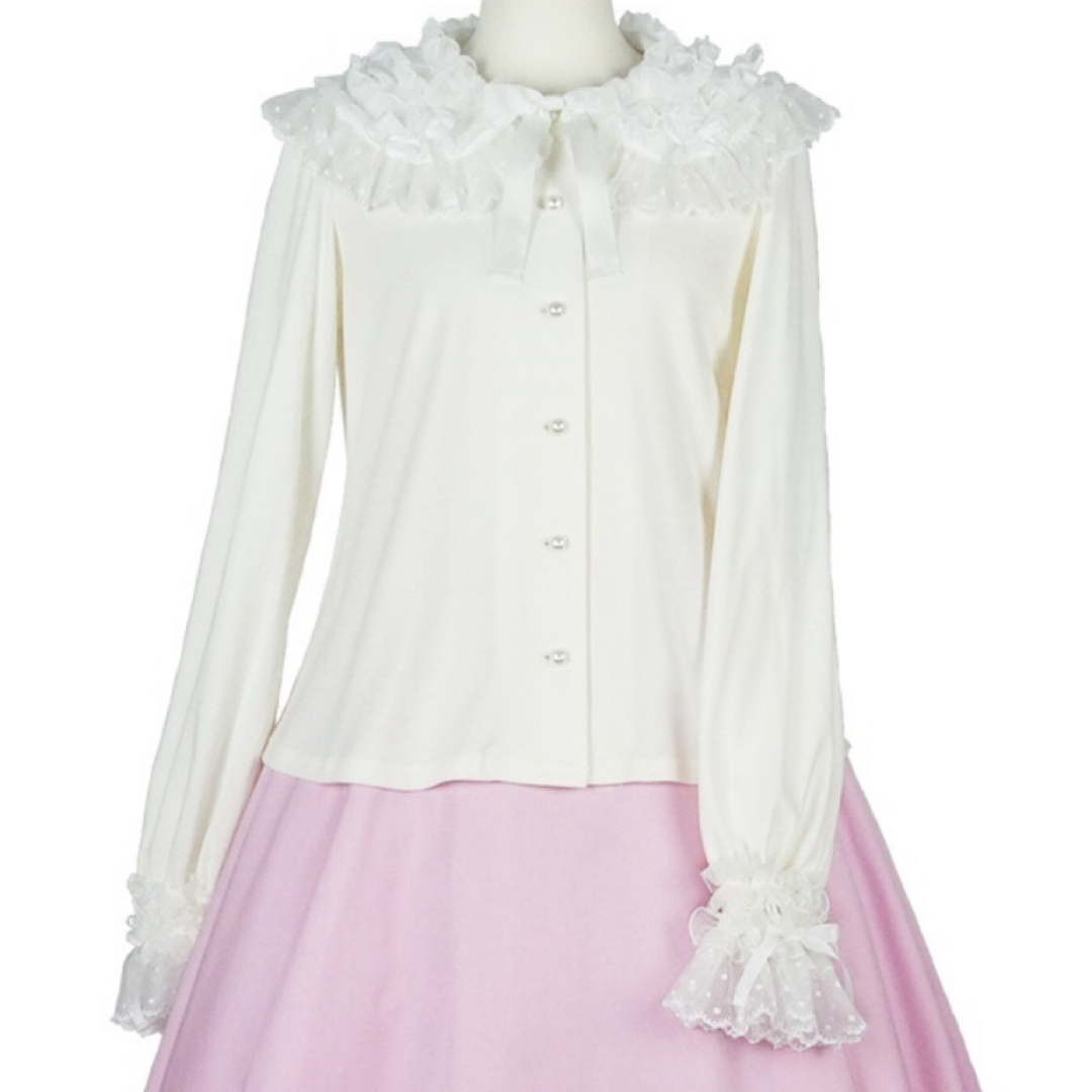 Angelic Pretty(アンジェリックプリティー)の【タグ付き】フリルドールカットソー　シロ レディースのトップス(カットソー(長袖/七分))の商品写真