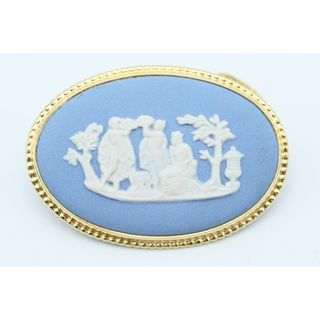 ウェッジウッド(WEDGWOOD)のM01 WEDGWOOD ウェッジウッド ジャスパー GP カメオ ブローチ ブルー/ゴールド(ブローチ/コサージュ)