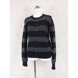 コムデギャルソン(COMME des GARCONS)のtricoコムデギャルソン　ウールニット ボーダーカーディガン◆黒グレー(カーディガン)