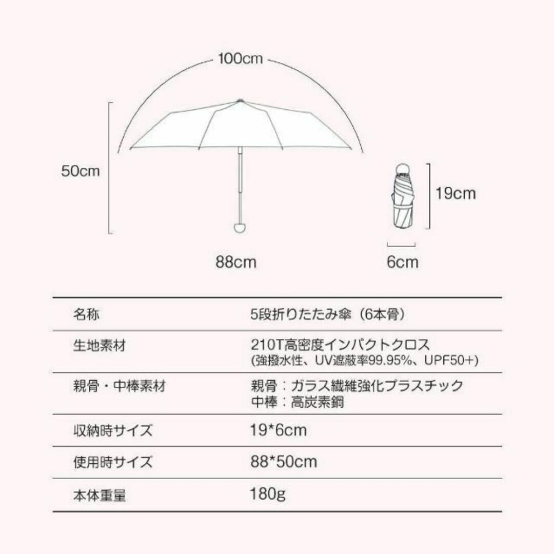 折り畳み日傘 紫外線遮蔽率99.9% 晴雨兼用傘 遮光【3-2】 レディースのファッション小物(傘)の商品写真