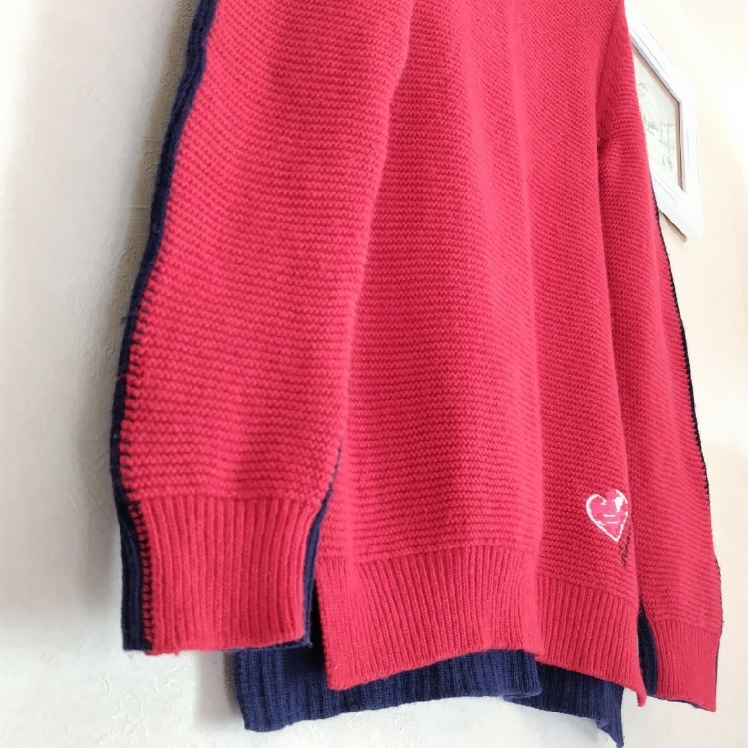 Simonetta(シモネッタ)のシモネッタ12セーター赤×紺色 キッズ/ベビー/マタニティのキッズ服女の子用(90cm~)(ニット)の商品写真