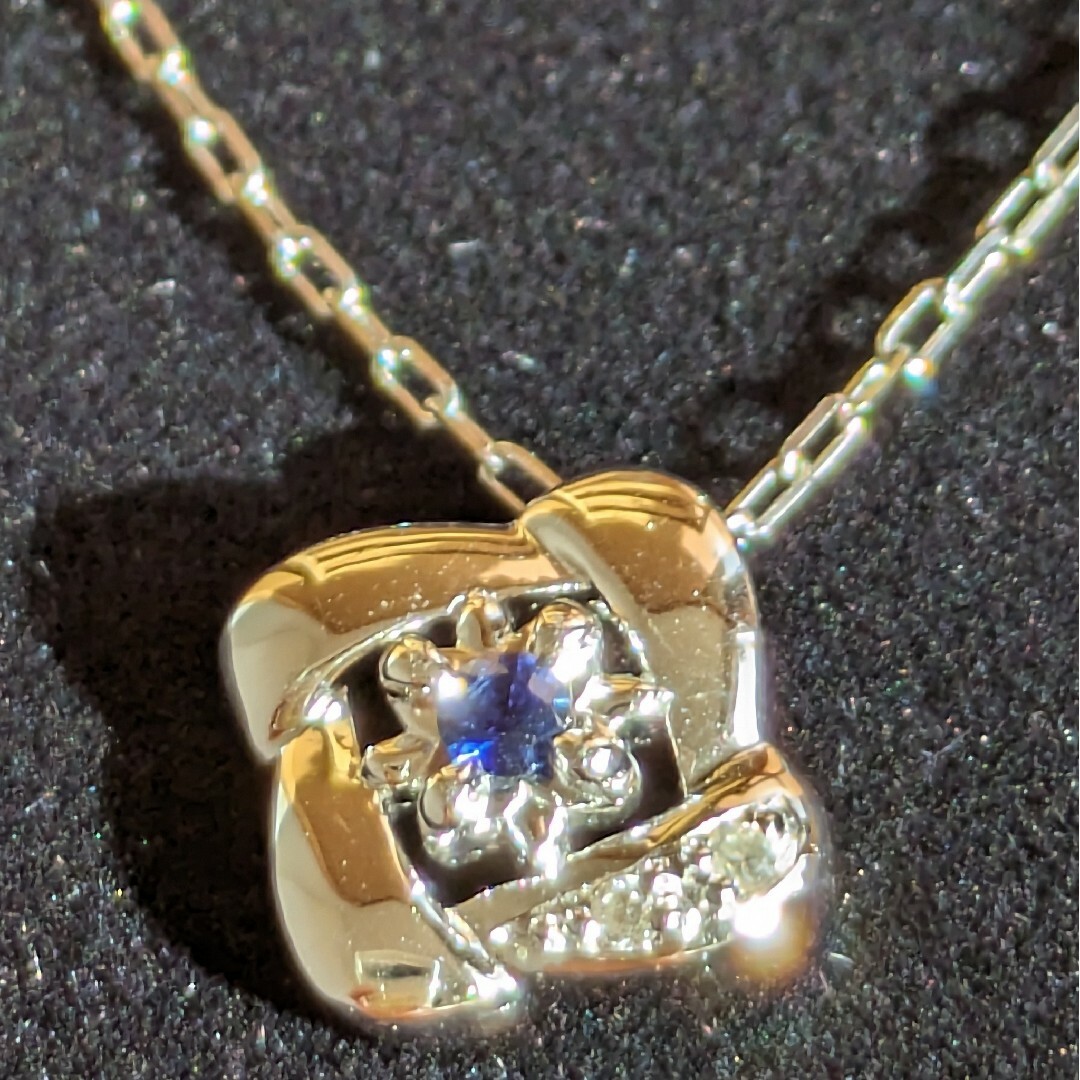 282 4℃青色石ダイヤネックレスK18WGホワイトゴールドn18金ヨンドシー