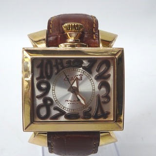 ガガミラノ(GaGa MILANO)のガガ・ミラノ 腕時計 ナポレオーネ 46mm シルバー文字盤 自動巻き AT メンズ FtTh952971 中古(腕時計(アナログ))