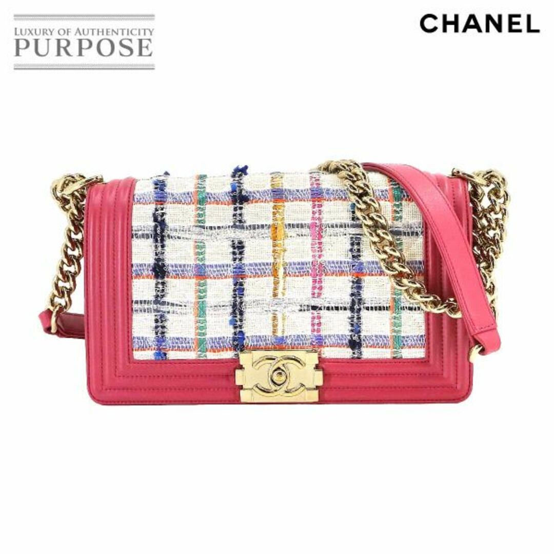 CHANEL(シャネル)の未使用 展示品 シャネル CHANEL ボーイシャネル チェーン ショルダー バッグ ツイード レザー ピンク マルチカラー ゴールド 金具 VLP 90220539 レディースのバッグ(ショルダーバッグ)の商品写真