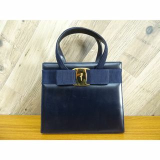 サルヴァトーレフェラガモ(Salvatore Ferragamo)のK浦003/ フェラガモ ヴァラリボン ハンドバッグ レザー キャンバス(ハンドバッグ)