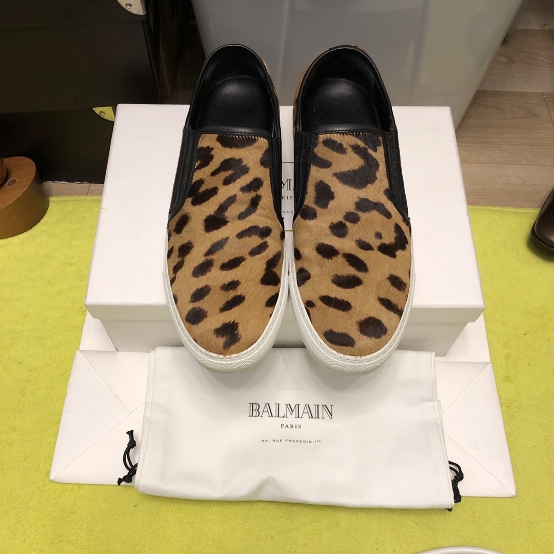 希少カラーBALMAIN バルマン スニーカーサイズ41 (26cm)豹柄レア品靴/シューズ