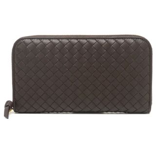 ボッテガヴェネタ(Bottega Veneta)のボッテガヴェネタ ラウンドジップ財布 イントレチャート 114076 ブラウン(長財布)