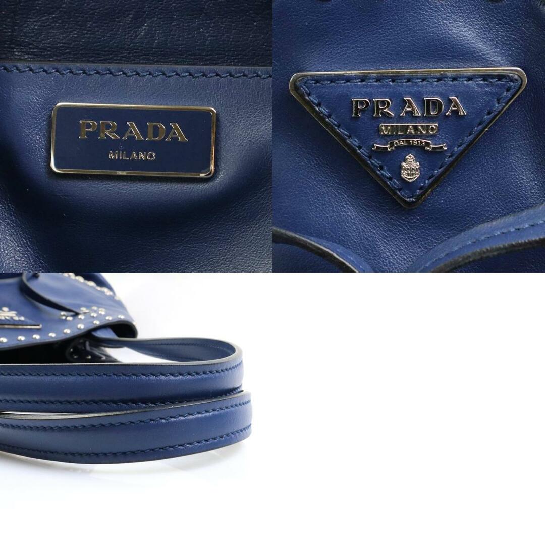 PRADA(プラダ)のプラダ PRADA ショルダーバッグ スタッズ レザー/メタル ネイビーブルー/シルバー レディース 送料無料【中古】 e57798a レディースのバッグ(ショルダーバッグ)の商品写真