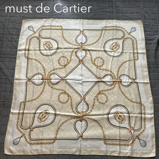 カルティエ(Cartier)のCartier カルティエ マストドゥカルティエ 大判 シルクスカーフ 宝石ロゴ(バンダナ/スカーフ)