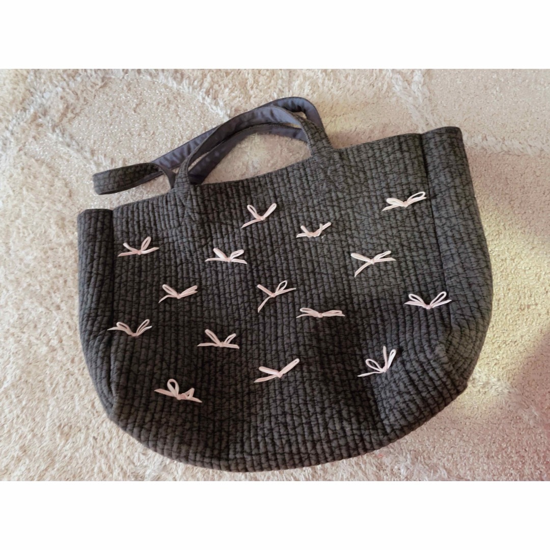 Gypsohila ジプソフィア ピクニックバッグ グレー リボンバッグ M Gypsohila ジプソフィア ピクニックバッグ グレー リボンバッグ M