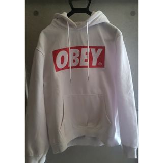 オベイ(OBEY)の❇️OBEY ❇️XXL❇️人気のホワイト❇️ロゴ プルオーバー❇️ パーカー(パーカー)