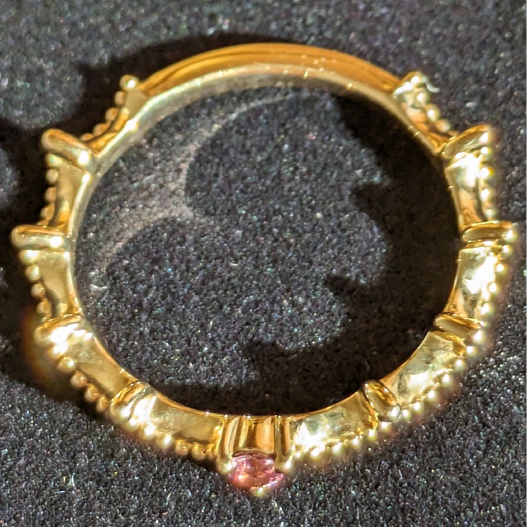 agete(アガット)の242 アガットピンク色石リングK10YGイエローゴールド3号 レディースのアクセサリー(リング(指輪))の商品写真