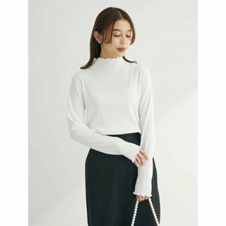 グリーンパークス(green parks)の【オフホワイト】ELENCARE DUE テレコハイネックロンTEE 24SS/メローフリル/長袖(その他)