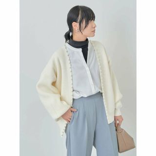 グリーンパークス(green parks)の【アイボリー】ELENCARE DUEパールトッパーカーディガン 24SS/レディース/ボリューム袖(カーディガン)