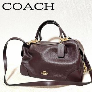 コーチ(COACH)の美品✨COACH コーチショルダーバッグハンドバッグレザーブラウン茶(ショルダーバッグ)