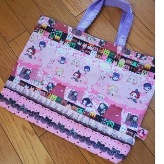 レッスンバッグ ピンク系 レース付き 鬼滅の刃 ハンドメイド 桜満開🌸(バッグ/レッスンバッグ)