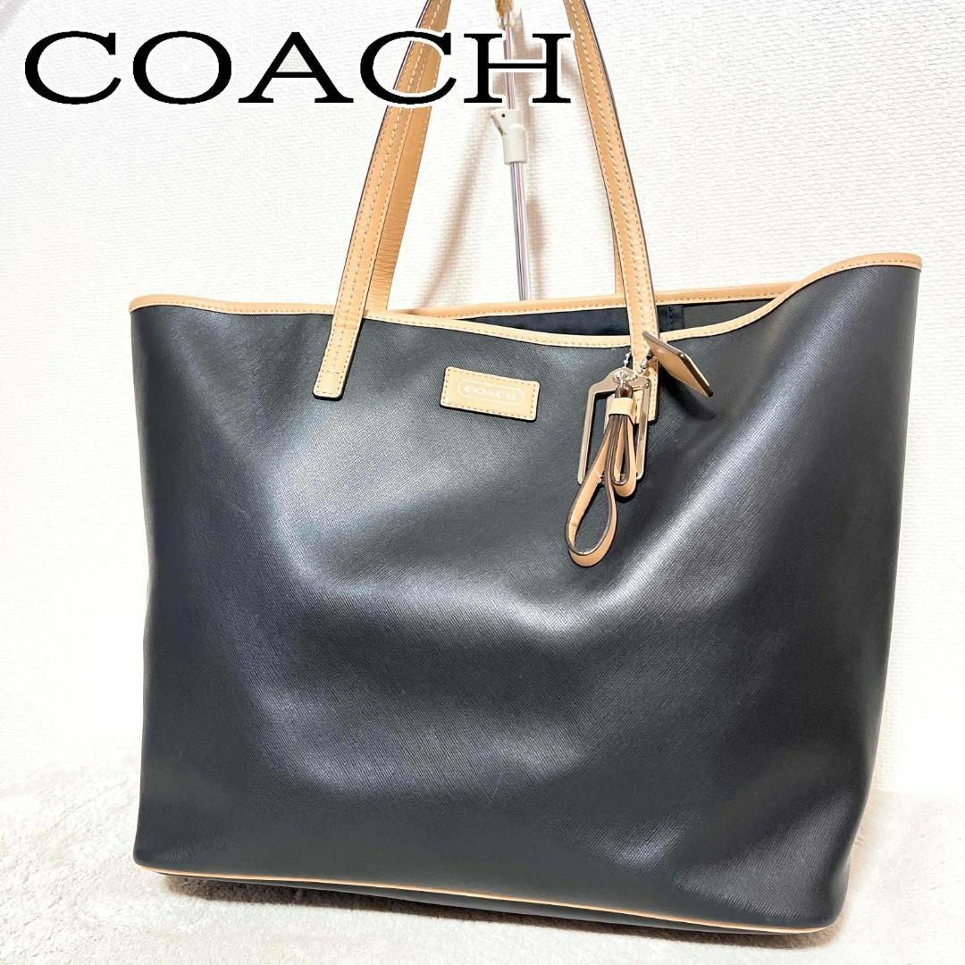 美品✨COACH コーチセミショルダーバッグトートバッグレザーブラック黒ベージュ