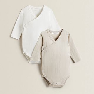 ザラホーム(ZARA HOME)のZARA HOME リブコットン ラップロンパース(ロンパース)