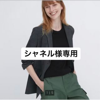 ユニクロ(UNIQLO)のシャネル様専用 ユニクロ リブクルーネックT(五分袖)(Tシャツ(半袖/袖なし))