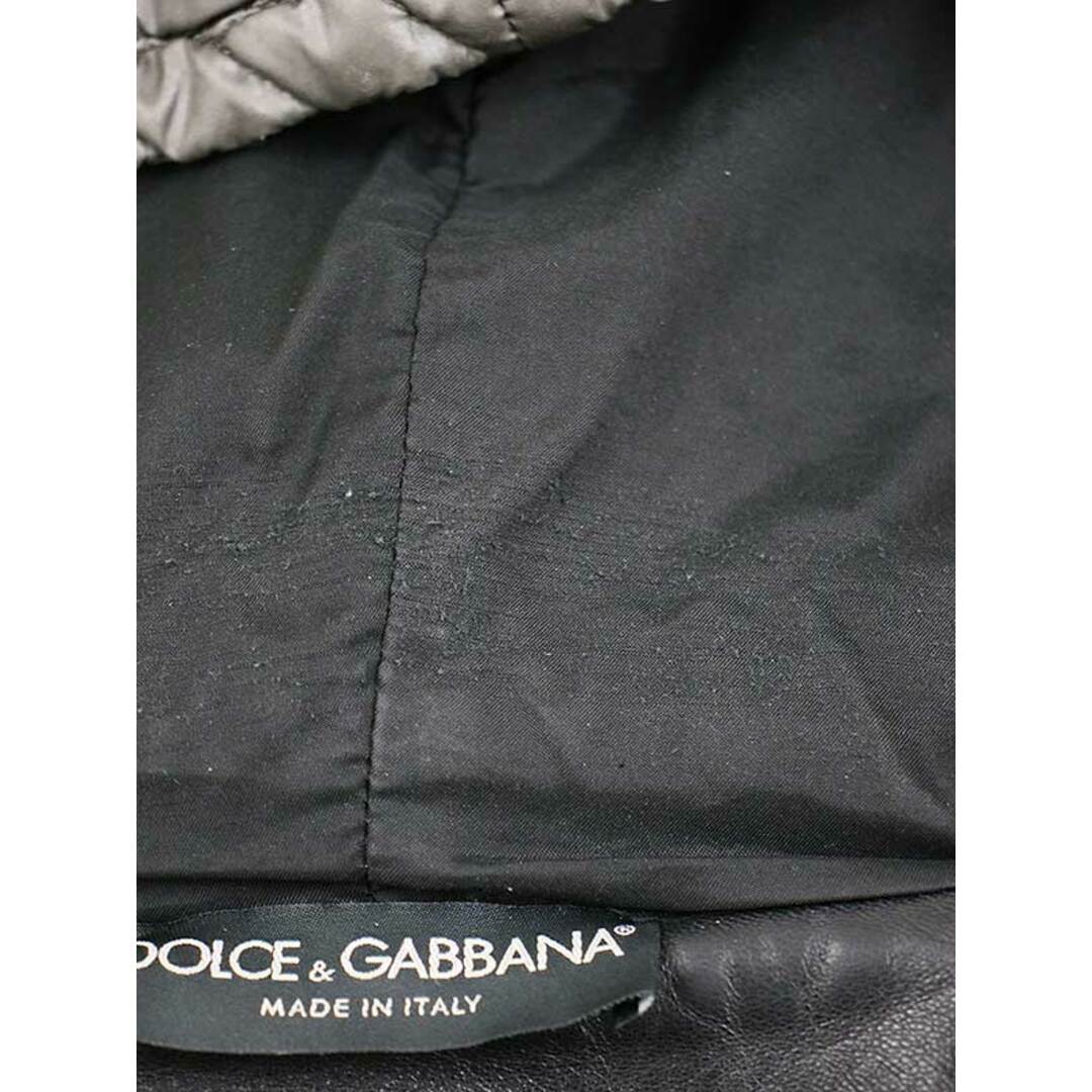 DOLCE&GABBANA(ドルチェアンドガッバーナ)のDOLCE&GABBANA ドルチェ＆ガッバーナ 裏地レザー中綿キルティングジップアップパーカー ブラック 48 G9CZ1T メンズのトップス(パーカー)の商品写真