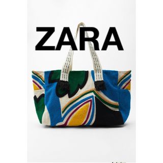 ザラ(ZARA)の【タグ付き】ZARA カラーブロック ジャガード トートバッグ(トートバッグ)