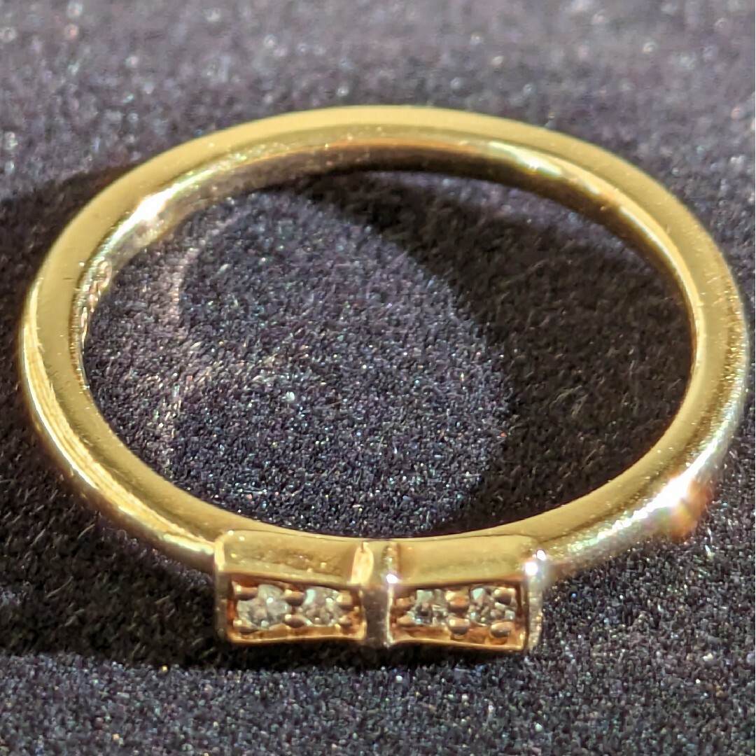 4℃(ヨンドシー)の485 4℃ ダイヤ リボン リング K10 YG イエローゴールド2号 レディースのアクセサリー(リング(指輪))の商品写真