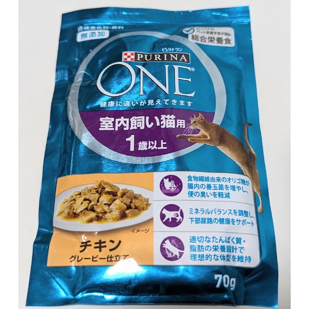 Nestle(ネスレ)のピュリナ ワン キャットフード パウチ室内飼い猫用チキン グレービー仕立て12個 その他のペット用品(猫)の商品写真