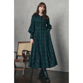 ハーリップトゥ(Her lip to)の【新品】Checkered Pleats Long Shirt Dress(ロングワンピース/マキシワンピース)