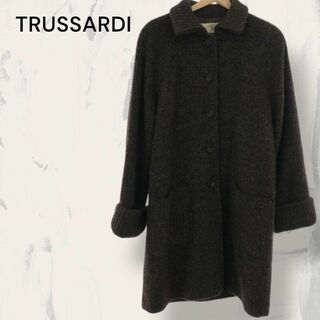トラサルディ(Trussardi)のTRUSSARDI ロングコート ボタン ポケット付き ブラウン キュプラ(ロングコート)