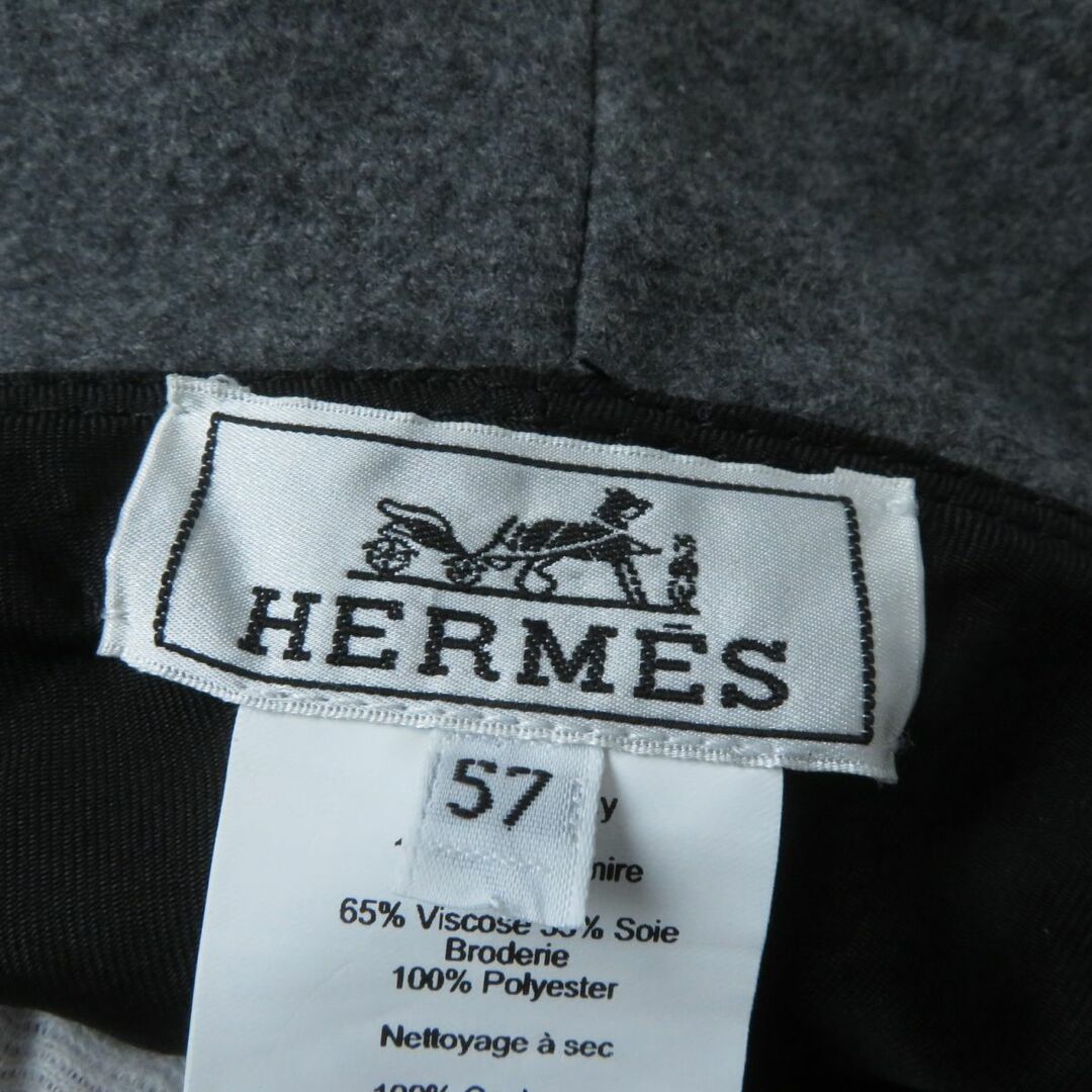 Hermes(エルメス)の極美品★HERMES エルメス デビーチャーム カシミヤ100％ バケットハット/帽子 レディース グレー×ブラック 57 イタリア製 レディースの帽子(ハット)の商品写真