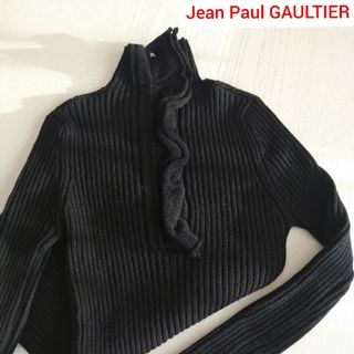 ジャンポールゴルチエ(Jean-Paul GAULTIER)の【ゴルチエ】バックフリル 黒ニットセーター Jean Paul GAULTIER(ニット/セーター)