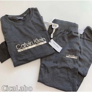 カルバンクライン(Calvin Klein)の【新品】カルバンクライン トレーナー スウェット セットアップ チャコール S(ルームウェア)