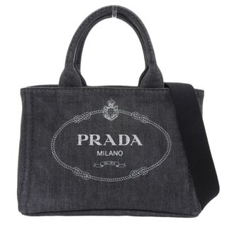 プラダ(PRADA)のプラダ PRADA カナパ 2WAYバッグ ハンドバッグ ショルダーバッグ デニム ブラック 中古 新入荷 OB1669(ハンドバッグ)