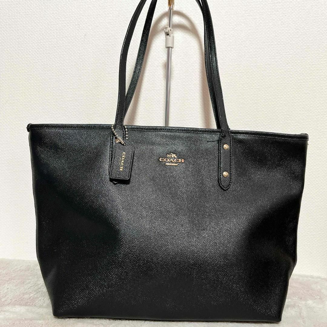 美品✨COACH コーチセミショルダーバッグトートバッグレザーブラック黒