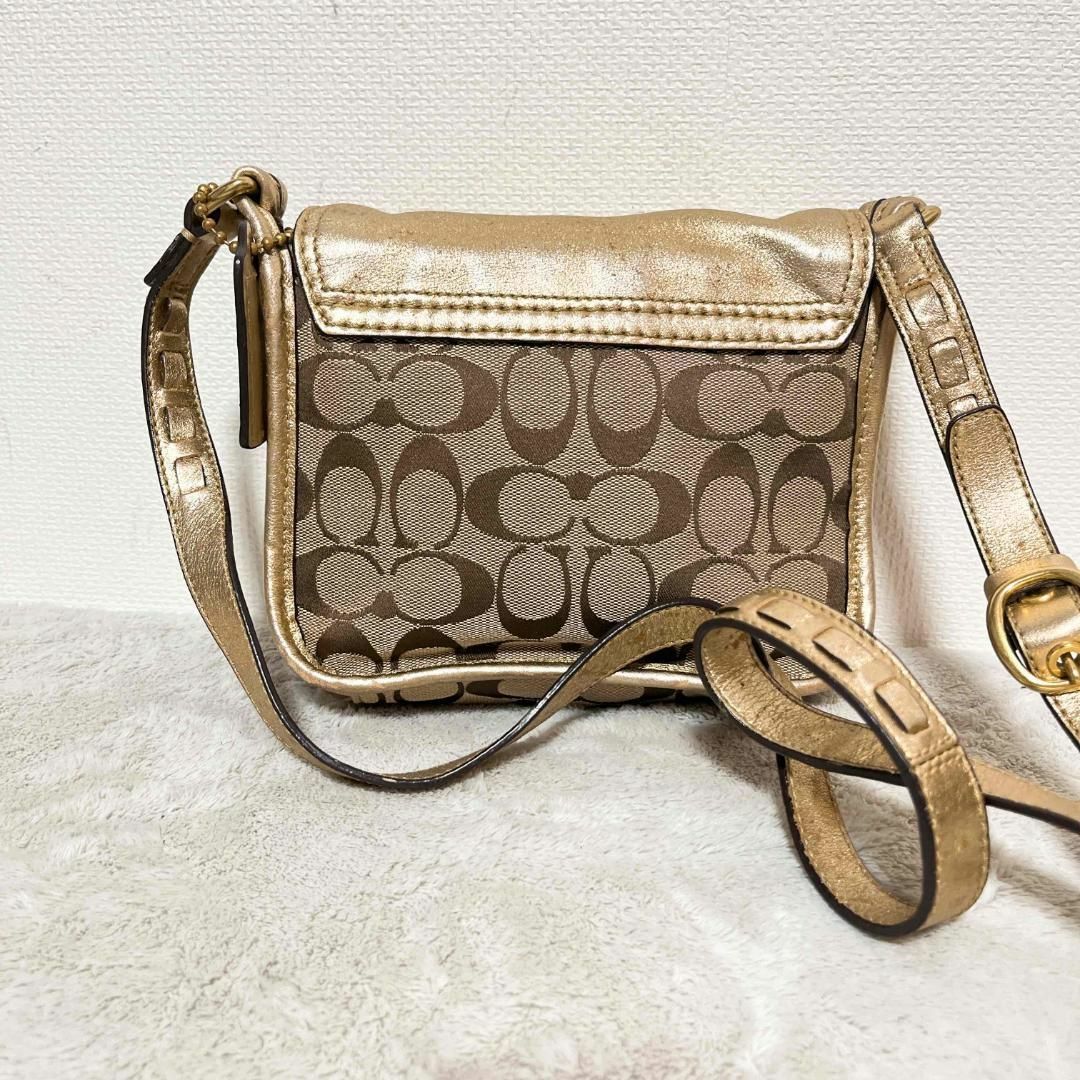 美品✨COACH コーチショルダーバッグハンドバッグブラウン茶シグネチャー総柄