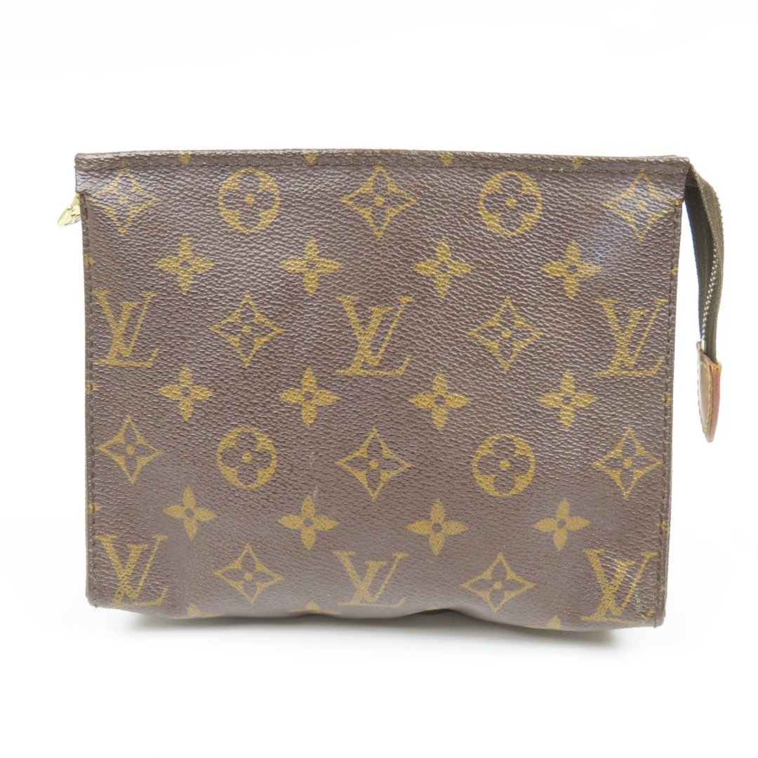 440円10万円美品 LOUIS VUITTON ルイヴィトン ポッシュ トワレット19 ベタ無 化粧ポーチ コスメ 小物入れ ヴィンテージ モノグラム ポーチ PVC/ヌメ革 ブラウン レディース