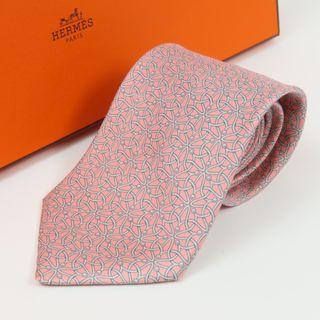 エルメス(Hermes)の未使用品 HERMES エルメス ビジネス スーツ Yシャツ ネクタイ シルク ピンク メンズ【中古】(ネクタイ)