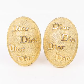 クリスチャンディオール(Christian Dior)の美品 Christian Dior クリスチャンディオール 丸型 ロゴ アクセサリー ヴィンテージ イヤリング GP ゴールド レディース【中古】(イヤリング)