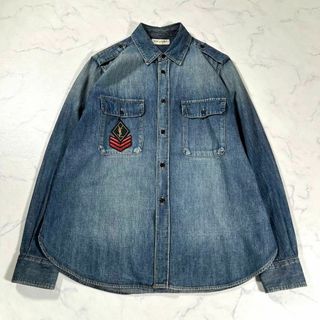 サンローラン(Saint Laurent)のSAINT LAURENT サンローラン　カサンドラライン　ワッペンデニムシャツ(シャツ)