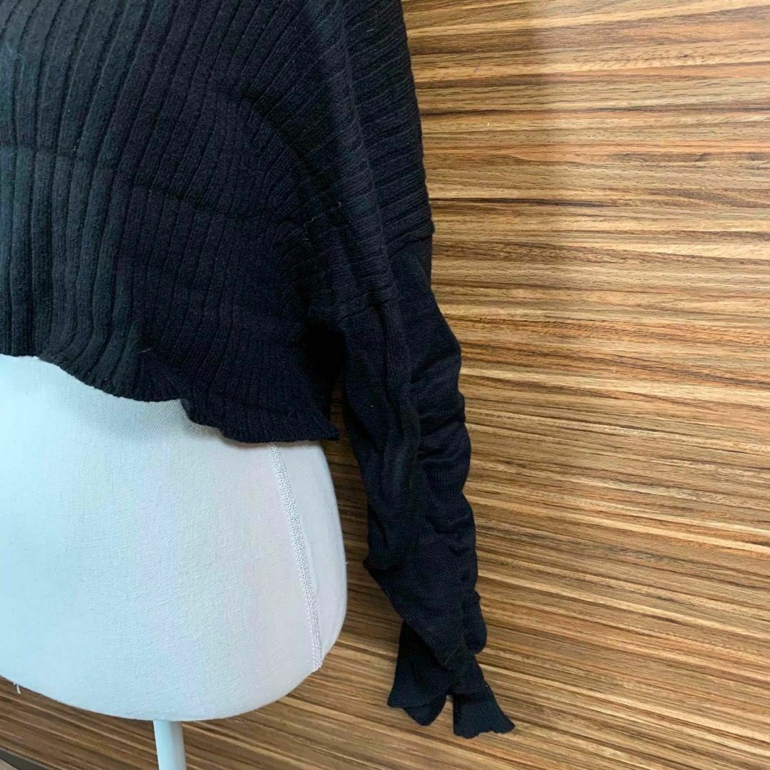 アプレジュールミニョン ニット XLサイズ 黒 ブラック レーヨン 長袖 無地 レディースのトップス(ニット/セーター)の商品写真